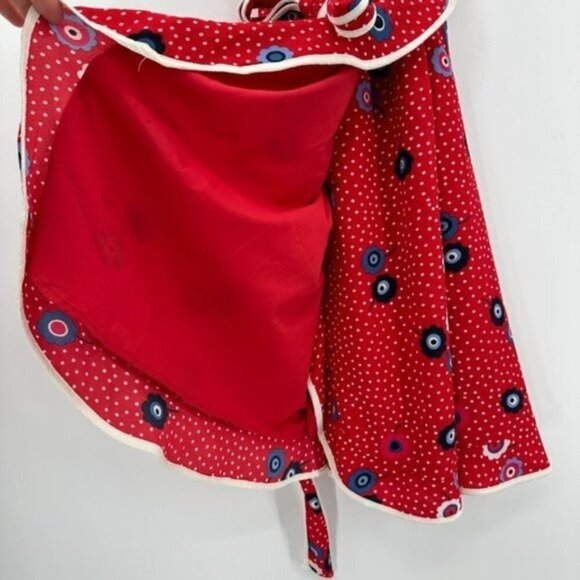 MODCLOTH Daytime Dapper Retro Red Floral Polka Poppy Y2K Medium True Wrap Dress - Picture 5 of 9
